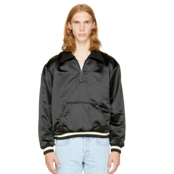 Fear of God‎ Black Satin Half-Zip Coaches Jacket Black L Nwt - Picture 2 of 8